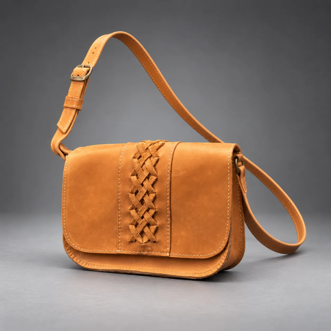 Bandolera Trenzada Camel — foto 3
